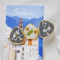 Pinza artesanal para el cabello de resina con flores secas reales, pan de oro y perlas - Gris