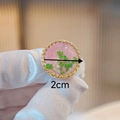 Handmade Morandi-colored dried flower resin ring with pearl and gold metal frame - Style A