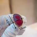 Handmade Morandi dried flower adjustable ring with gold frame and purple pearl inlay - Style B