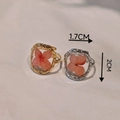 Handmade stainless steel open rings with real pink dried flowers in gold and silver finish - Hammered Round Hydrangea Style (Gold)