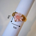 Handmade gold stainless steel open ring featuring a 1cm pink preserved flower crystal - Pink Daisy Style