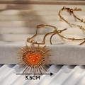 Handmade heart-shaped stainless steel necklace with orange dried flowers and pearls, 3.5cm - Heart Style 45cm+5cm