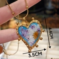 Handmade Monet garden heart necklace with dried flowers and vintage gold resin pendant - Heart Shape Purple Dried Flower Style (Type A)