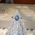 Gedetailleerde macro-opname van handgemaakte harsring met witte droogbloemen en blauw - Blauwe en Witte Droogbloemen (Type B)