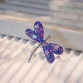 Macro detail of silver dragonfly ring with purple dried flowers and glitter in wings - Purple Dried Flowers Silver Base (Style A)