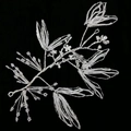 Handmade bridal hair band with white pearls and sequins in floral branch design - White