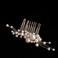 Set de peinetas artesanales doradas con perlas blancas para peinados elegantes de novia - Peine para el Cabello Pequeño Oro KC