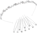 Set accessori capelli sposa argento con cerchietto floreale e forcine a U con strass - Stile Argento
