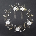 Set di accessori sposa con tralcio e forcine con fiori bianchi e perle eleganti - Set vite per capelli e forcine / Bianco