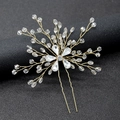 Horquilla de novia dorada con flores de cristal para peinados de boda elegantes - Dorado