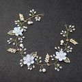 Cerchietto da sposa fatto a mano con fiori azzurri e perle bianche per ragazze e matrimoni - Blu