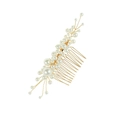 Set de peine para el cabello de novia con perlas blancas y alambre dorado - Peine para el Cabello Grande Oro KC
