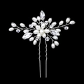 Forcina per capelli da sposa con perle e strass di cristallo per acconciature moda - Argento