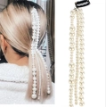 Elegant pearl tassel hair clip with multiple bead sizes on a stylish ponytail - Short Pearl Tassel (D11190 Short)