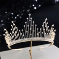 Couronne de mariée étincelante avec base dorée et cristaux blancs pour fêtes et mariages - Or