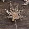 Pince à cheveux feuille d'érable dorée à la main avec cristaux roses et fil métallique - Pièce Unique / Or KC
