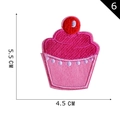 Écusson brodé cupcake rose avec cerise rouge et bordure blanche pour vêtements DIY - Gâteau Rose Cerise Rouge (6)