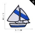 Blue and white sailboat embroidery patch with maritime design for DIY apparel, 5.7cm size - Blue and White Sailboat Style (9)