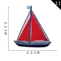 Red and blue sailboat embroidered patch measuring 6.0cm by 5.2cm for clothing - Red Blue and White Sailboat Style (11)