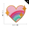 Pink heart embroidery patch with rainbow and gold stars, 7.3 cm by 8.5 cm size - Pink Rainbow Heart (4)