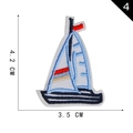 Sailboat embroidery patch for clothing accessories, size 4.2x3.5 cm, white background. - Colorful Cartoon Sailboat Style (4)