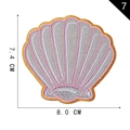 Seashell embroidery patch in grey and pink with dimensions 7.4x8.0 cm for clothing DIY - Gray Shell (7)