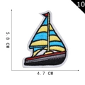 Colorful sailboat embroidered patch featuring blue and yellow threads, size 5.8 x 4.7 cm - Blue and Yellow Sailboat Style (10)