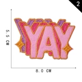 Embroidered YAY letter patch for slippers and clothes in pink and purple 8.0 cm - YAY Lettering (2)