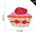 Écusson brodé cupcake avec rose rouge et nœud, taille 5,0 cm x 4,0 cm - Gâteau Rose et Noeud (15)