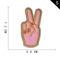 Pink victory hand gesture embroidery patch with gold thread trim for clothing DIY - Victory Sign (5)