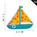 Blue and yellow sailboat embroidered patch for clothing with detailed stitching, 6.0cm wide - Polka Dot Sailboat Style (36)