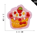 Écusson brodé de gâteau avec base rose et fraise, dimensions 3x3 cm - Dessert Décor Fraise (28)