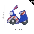 Blue embroidered motorcycle patch with colorful stripes for clothing, size 4.0x4.5cm - Blue Motorcycle Style (39)