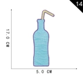 Blue bottle cartoon embroidery patch with purple edge and yellow straw, 17x5cm size - Blue Bottle with Straw (14)