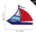 Embroidered sailboat iron-on patch in blue and red, size 3.2cm x 4.5cm for clothing - Color Patchwork Sailboat Style (25)