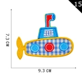Submarine cartoon embroidered patch in blue plaid pattern measuring 9.3 CM x 7.3 CM - Blue Submarine Style (15)