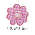 Pink and white checkered flower embroidery patch with heart center style A - Plaid Flower (Style A) / 2.5cm x 2.5cm