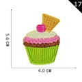 Écusson brodé cupcake avec cerise rose et gaufre, hauteur 5.6cm, style broderie 17 - Cupcake Gaufre Cerise(17)