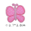 Pink butterfly embroidery patch with white polka dots and stitched edges, 3.7x3.8cm - Polka Dot Butterfly (Style C) / 3.7x3.8cm