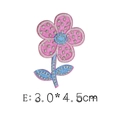 Pink and light blue flower embroidery patch with silver glitter detail and 3.0x4.5cm size - 3.0x4.5cm