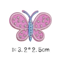 Pink butterfly embroidery patch with blue edges and silver glitter dots, 3.2x2.5cm - 3.2x2.5cm