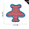 Airplane embroidered patch with red-white grid pattern and blue border, 6.3x6.0cm size - Plaid Airplane Style (18)