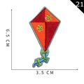 Kite shaped embroidery patch with orange and blue stars, size 6.5 x 3.5 cm - Star Decorated Kite Style (21)