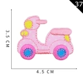 Cartoon motorcycle embroidery patch in pink and white dots, 4.5 x 3.5 cm size - Pink Scooter Style (37)