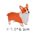 Orange and white Corgi dog embroidered patch for clothing with 7.0 x 6.5cm dimensions - Corgi Dog Style (F)