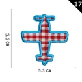Airplane embroidered patch with red gingham pattern and blue stitched edge, 5.6x5.3 CM - Gingham Airplane Style (17)
