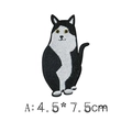 Cartoon black and white cat embroidered patch style A with yellow eyes 4.5x7.5cm - Black and White Cat Style (A)