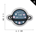 Deep blue galaxy embroidered patch with Out of the World text in 6.3cm x 4.5cm size - Space Text Planet (4)