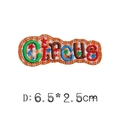 Toppa ricamata Circus colorata con stelle e motivo a quadretti arancioni, 6,5x2,5 cm - Stile Etichetta del Circo (D)