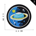 Embroidered 6.6cm blue planet patch with yellow star ring and lock-stitch edge - Blue Ringed Round Planet (7)